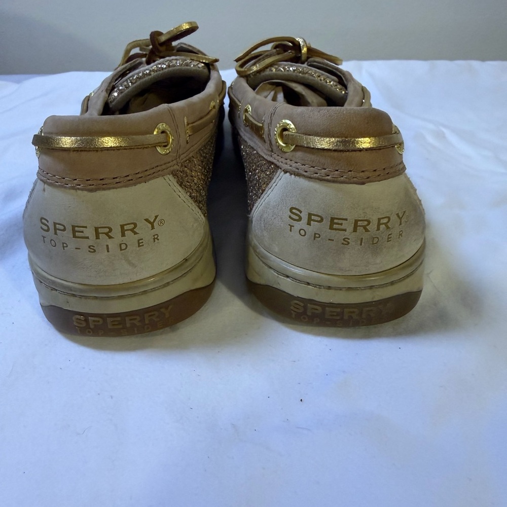 Sperry Women's Tan Leather Moccasin Loafers with Gold Accents NWOT sz8.5 - Picture 5 of 7